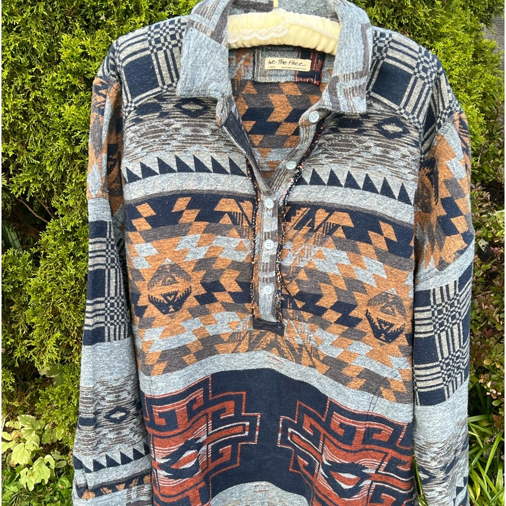 Free People We The Free Women's Arizona Sky Cotton Pullover Top Size Large